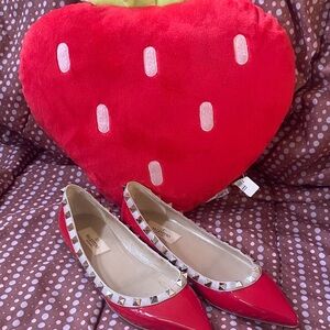 Valentino Red Studded Patent Flats